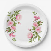 可愛いモダンワイルドフラワーガーデン緑の赤ちゃんシャワー ペーパープレート (正面)
