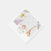 可愛いモダンワイルドワンサファリ動物1歳の誕生日 スタンダードカクテルナプキン (角)