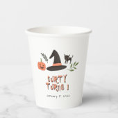 可愛いモダン不気味なハロウィーン第1誕生日オレンジ 紙コップ (正面)