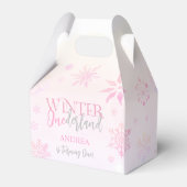 可愛いモダン冬ワンダーランドピンク第1誕生日 フェイバーボックス (裏面サイド)