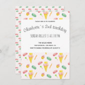 可愛いモダン夏キャンディパーティー水のカラーパターン 案内状 (正面/裏面)