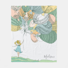 可愛いモダン女お洒落の子の風船パーソナライズされた フリースブランケット