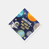 可愛いモダン宇宙1歳の誕生日パーティー スタンダードカクテルナプキン (角)