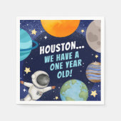 可愛いモダン宇宙1歳の誕生日パーティー スタンダードカクテルナプキン (正面)