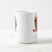 可愛いモダン小さな猫ママ水の色オレンジ コーヒーマグカップ (中央)