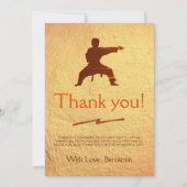 可愛いモダン少年空手シルエット子供の誕生日 サンキューカード (正面)