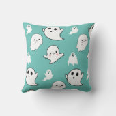 可愛いモダン幽霊ミント・グリーン・ハロウィーン クッション (裏面)