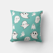 可愛いモダン幽霊ミント・グリーン・ハロウィーン クッション (正面)