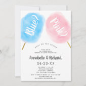 可愛いモダン性分が青いピンクの綿キャンディを明かす 招待状 (正面)
