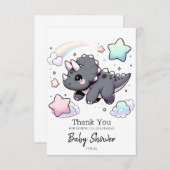 可愛いモダン恐竜の赤ちゃんシャワー サンキューカード (正面/裏面)