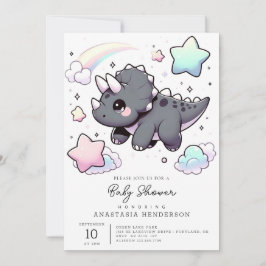 可愛いモダン恐竜の赤ちゃんシャワー 招待状