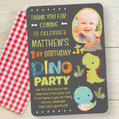 可愛いモダン恐竜ディノ・キッドの誕生日パーティー サンキューカード