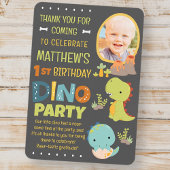 可愛いモダン恐竜ディノ・キッドの誕生日パーティー サンキューカード