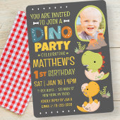 可愛いモダン恐竜ディノ・キッドの誕生日パーティー 招待状