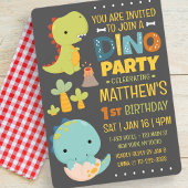 可愛いモダン恐竜ディノ・キッドの誕生日パーティー 招待状