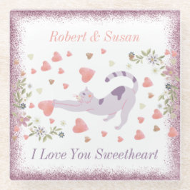 可愛いモダン愛する赤いハートバレンタインデー ガラスコースター