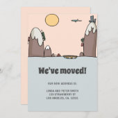 可愛いモダン新しいアドレス大きな動き 案内状 (正面/裏面)