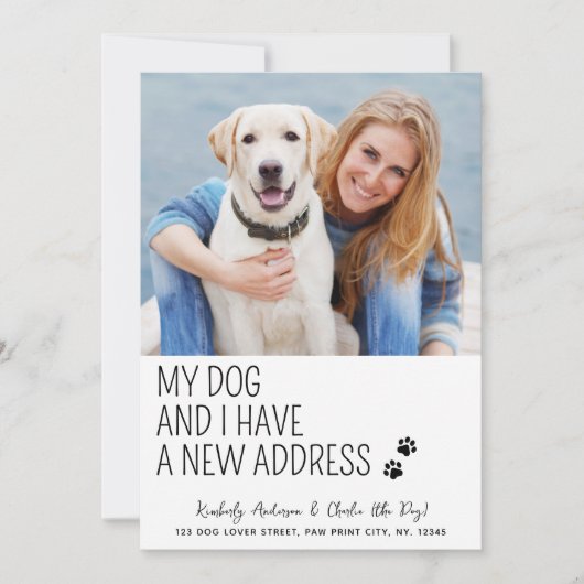 可愛いモダン新しい住所カスタム写真犬の移動 案内状 (正面)