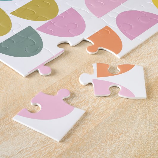 可愛いモダン春色の幾何学模様 ジグソーパズル (側面)