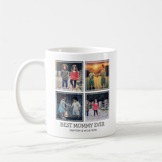 可愛いモダン最高のママ |写真のコラージュ コーヒーマグカップ (左)