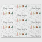 可愛いモダン柄の木や雪片を描く ラッピングペーパー (フラット)