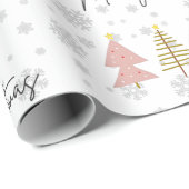 可愛いモダン柄の木や雪片を描く ラッピングペーパー (ロールコーナー)