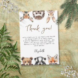 可愛いモダン森林動物の赤ちゃんシャワー サンキューカード