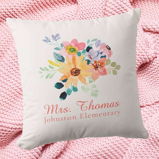 可愛いモダン水彩フローラ先生鑑賞 クッション