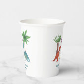 可愛いモダン水彩恐竜をテーマにした誕生日 紙コップ (右)