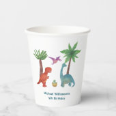 可愛いモダン水彩恐竜をテーマにした誕生日 紙コップ (正面)