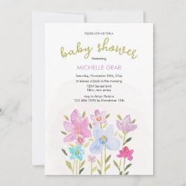 可愛いモダン水彩野草イラストレーション 招待状