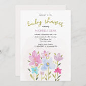 可愛いモダン水彩野草イラストレーション 招待状 (正面/裏面)