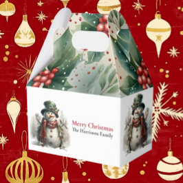 可愛いモダン水彩雪の男の願い フェイバーボックス