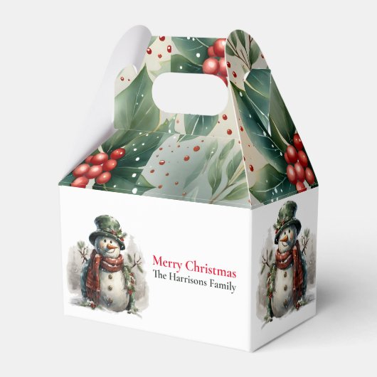 可愛いモダン水彩雪の男の願い フェイバーボックス (正面サイド)