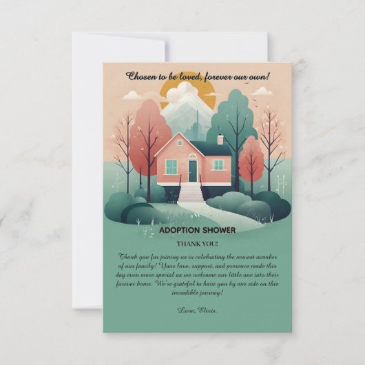 可愛いモダン永遠の里親養子縁組 サンキューカード (正面)