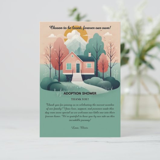 可愛いモダン永遠の里親養子縁組 サンキューカード (スタンド正面)