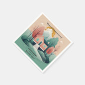 可愛いモダン永遠の里親養子縁組 スタンダードカクテルナプキン (角)