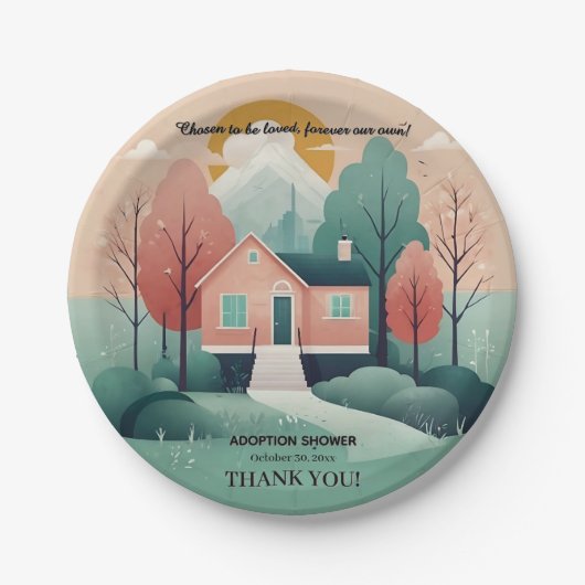 可愛いモダン永遠の里親養子縁組 ペーパープレート (正面)