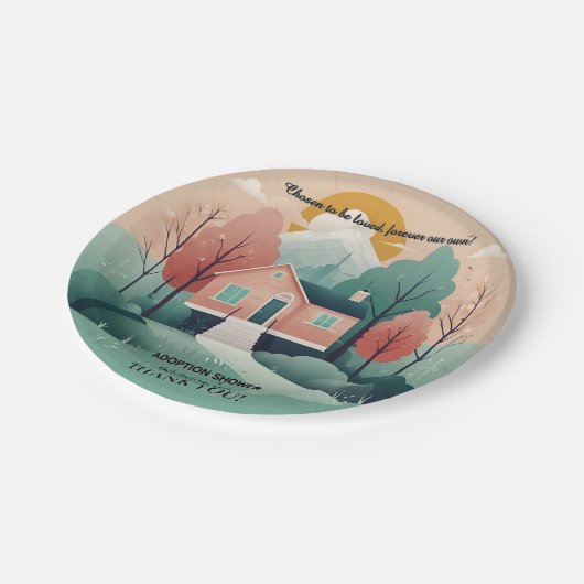 可愛いモダン永遠の里親養子縁組 ペーパープレート (アングル)