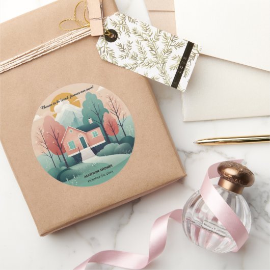 可愛いモダン永遠の里親養子縁組 ラウンドシール (ギフト)