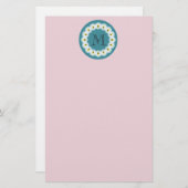 可愛いモダン漫画ガーリーハチのモノグラム 便箋 (正面/裏面)