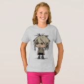 可愛いモダン漫画ガールアートスケッチキッズファッション Tシャツ (正面フル)