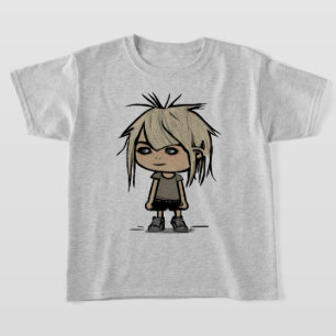 可愛いモダン漫画ガールアートスケッチキッズファッション Tシャツ