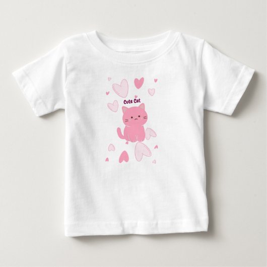 可愛いモダン猫キッズ ベビーTシャツ (正面)