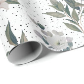 可愛いモダン白水彩花柄 ラッピングペーパー (ロールコーナー)