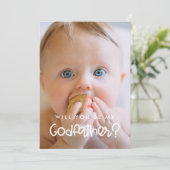 可愛いモダン私のゴッドファーザーの写真カード 招待状 (スタンド正面)