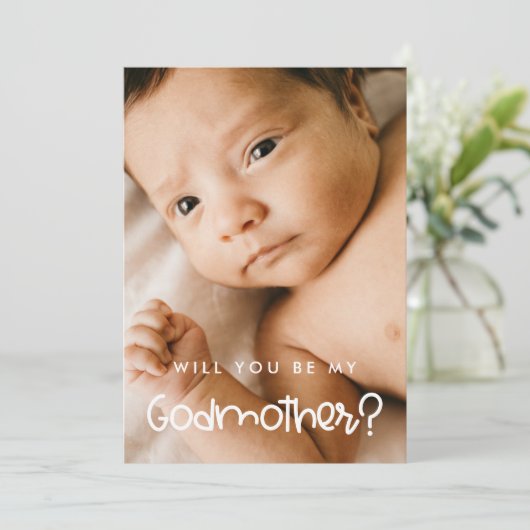 可愛いモダン私のゴッドマザーの写真カード 招待状 (スタンド正面)