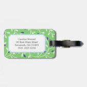 可愛いモダン緑の葉巻きのモノグラム ラゲッジタグ (裏面横)