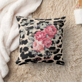 可愛いモダン花オンヒョウ柄パーソナライズされた- クッション (ブランケット)