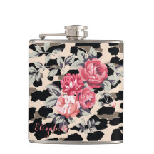 可愛いモダン花オンヒョウ柄パーソナライズされた-